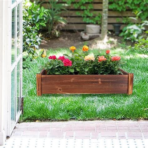 rustic rectangular wood planters